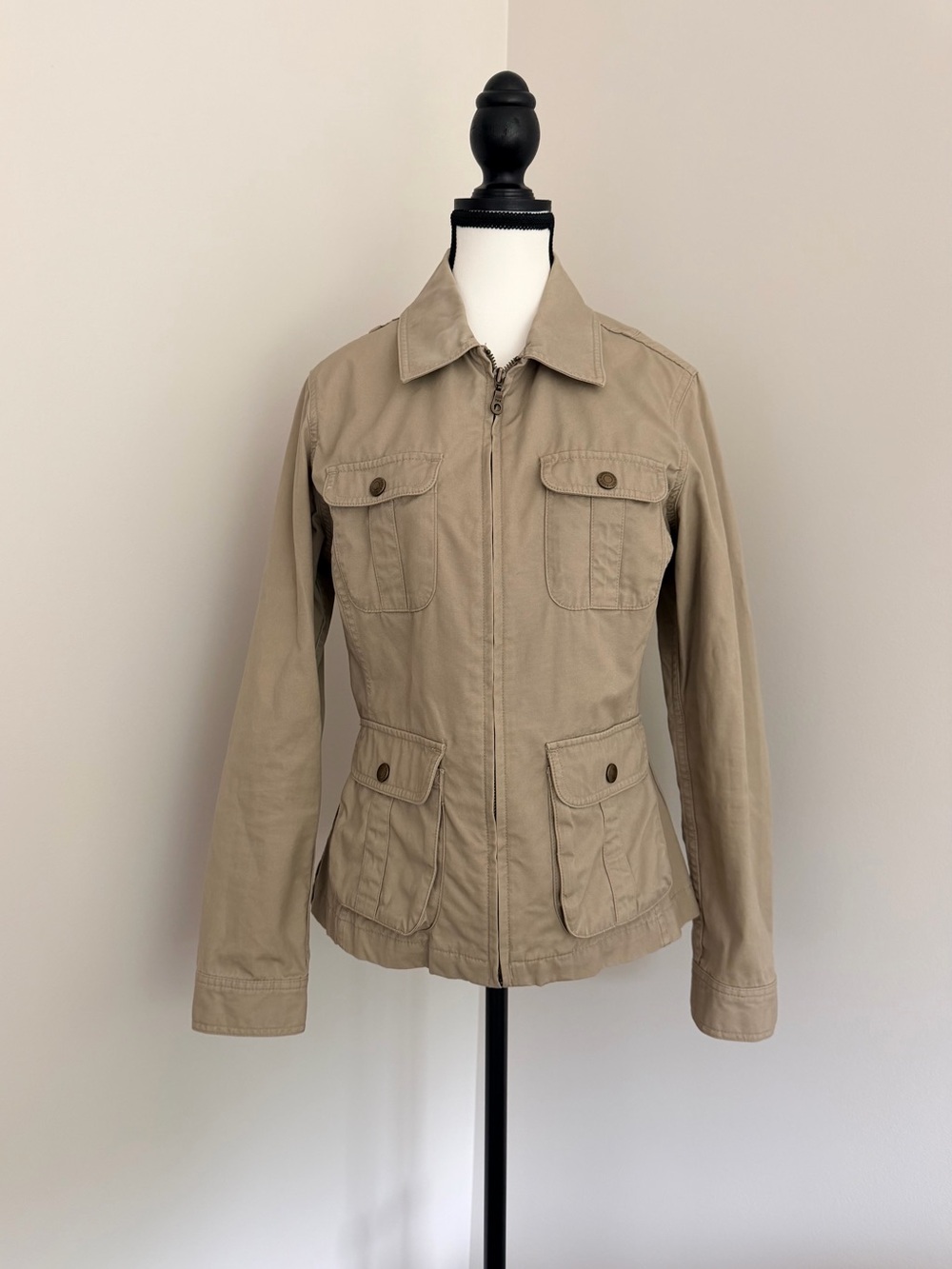 Eddie Bauer Women’s Tan 100% Cotton Utility Safari Jacket Size Small